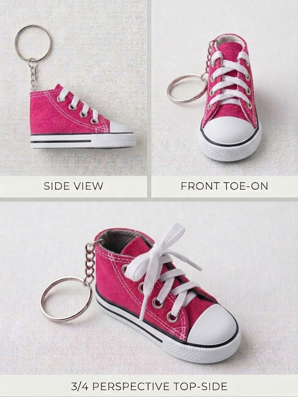 Pink Canvas Sneaker Keychain - Mini Shoe Accessory